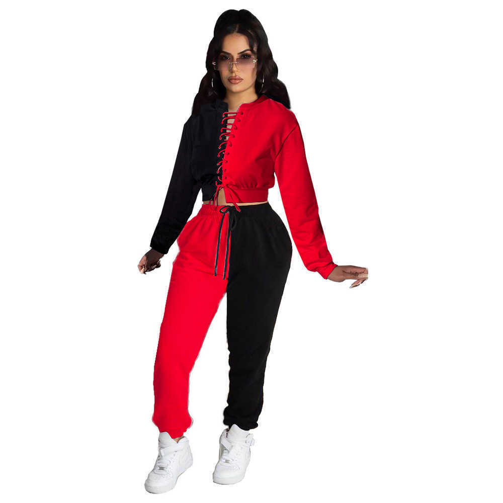 Designers Women sports tracksuits Clothes 2023 autumn color matching corns bandage two-piece set jogging suits