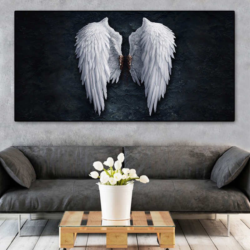 Black White Angel Wings Poster Canvas Art Posters and Prints Canvas Paintings on The Wall Art Pictures for Living Room Decor