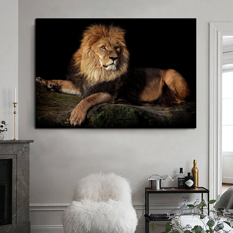 Lying Lion Modern Home Decoration Animal Posters And Prints Canvas Painting Wall Art Pictures For Living Room Bedroom