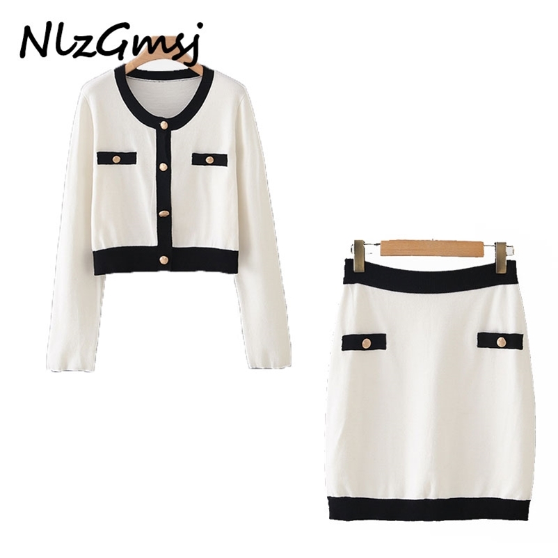 Women Chic Fashion Patchwork Cropped Knitted Cardigan Sweater High Elastic Waist Skirts Female Office Suits Mujer 210628, White
Women Chic Fashion Patchwork Cropped Knitted Cardigan Sweater High Elastic Waist Skirts Female Office Suits Mujer 210628, White