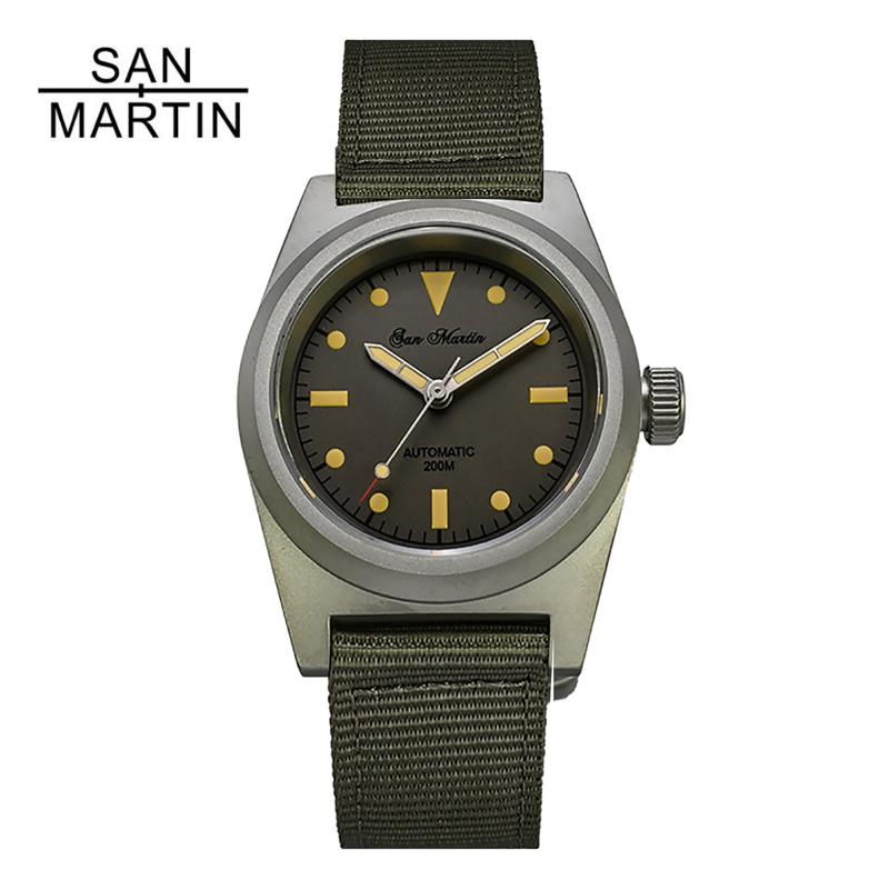Wristwatches San Martin 38mm Custom Retro Military Men Watches Sapphire Glass NH35 Sports Automatic Mechanical Diving Wristwatch For Male, Black
Wristwatches San Martin 38mm Custom Retro Military Men Watches Sapphire Glass NH35 Sports Automatic Mechanical Diving Wristwatch For Male, Black