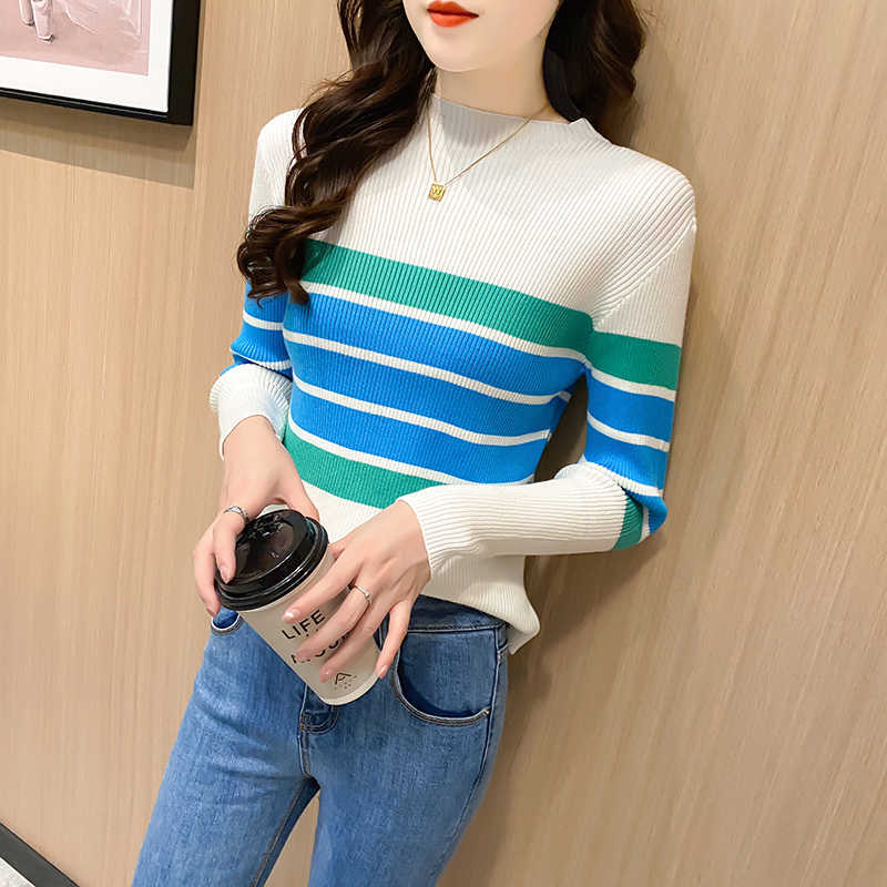 Knitted Sweater Striped Turtleneck for Pullover Plus Size Woman Long Sleeve Basic 210604, Black
Knitted Sweater Striped Turtleneck for Pullover Plus Size Woman Long Sleeve Basic 210604, Black