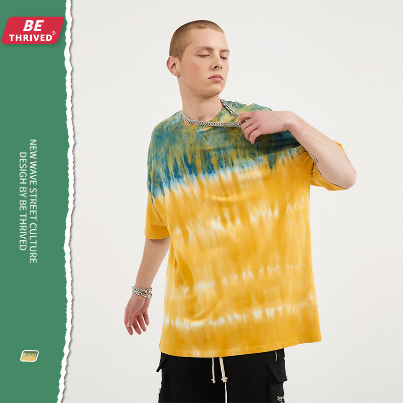 be men's wear to yellow tie dyed short sve high street fashion t-shirt for men in spring and summer of 2021, White;black
be men's wear to yellow tie dyed short sve high street fashion t-shirt for men in spring and summer of 2021, White;black