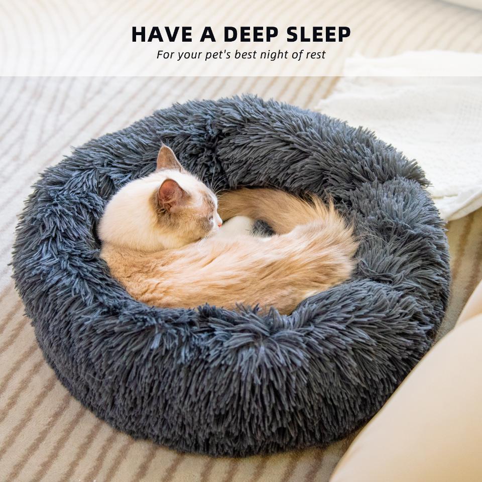 usa stock Super Soft Fluffy Dog Long Plush Dounts Beds Calming Beds Hondenmand Pet Puppy Kennel Velvet Mats Sofa for Large Dog / Cat House от DHgate WW
