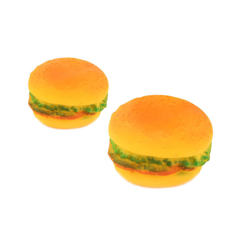 Interactive Dog Toys For Small Vinyl Glue Hamburger Squeak Puppy Diameter 8.5cm Chew Bite Resistant