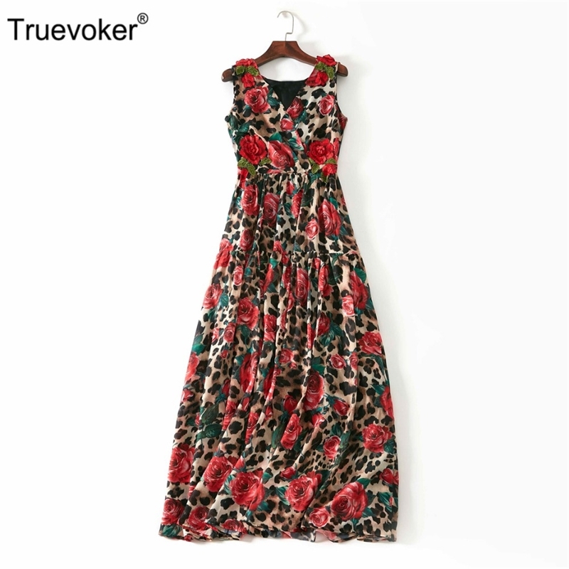 Truevoker Summer Designer Maxi Party Dres's Sleeveless Rose Floral Printed Embroidery Leopard Long Robe Femme Ete 210602, Blue
Truevoker Summer Designer Maxi Party Dres's Sleeveless Rose Floral Printed Embroidery Leopard Long Robe Femme Ete 210602, Blue