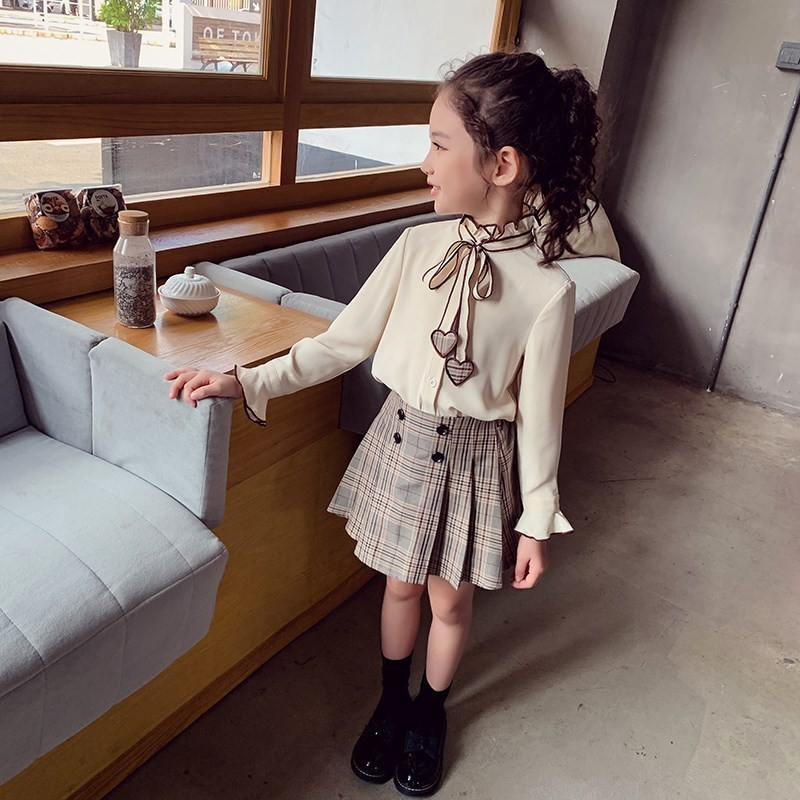 Spring Baby Girls Blouses Kids Bowknot Collar Cotton Shirt Teen Long Sleeve Tops Teenager Blouse 4 5 6 7 8 9 10 14Years 220228