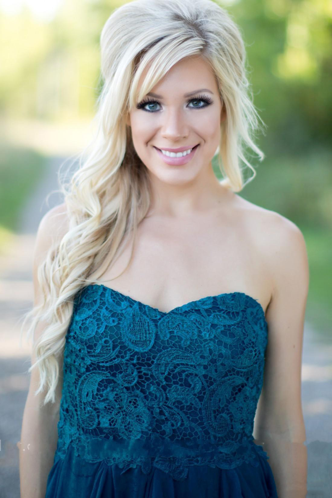 Country Bridesmaid Dresses 2021 Short Hot Cheap For Wedding Teal Chiffon Beach Lace High Low Ruffles Party Maid Honor Gowns Under