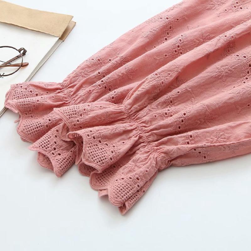 Plus Size Women's Floral Embroidery White Blouse Long Sleeved Blusas Ladies' Officewear Tops Blouses & Shirts