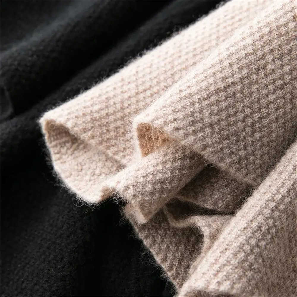 Vintage Brown Knitted Long Skirt Autumn Winter Women Casual Solid A Line Skirt Korean Female Black High Waist Midi Skirt 211119