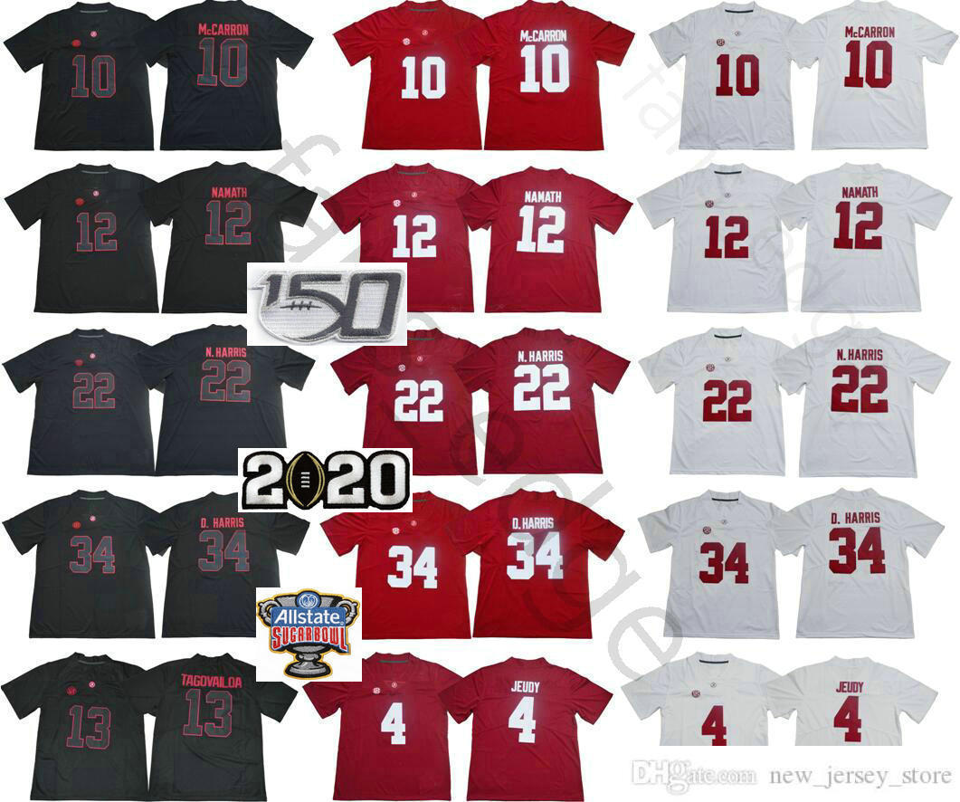 NCAA Alabama Crimson Tide College Football Wear 13 Tua Tagovailoa 4 Jerry Jeudy 10 AJ McCarron 12 Joe Namath 22 Najee 34 Damien Harris 150th Jerseys, Black without patch
NCAA Alabama Crimson Tide College Football Wear 13 Tua Tagovailoa 4 Jerry Jeudy 10 AJ McCarron 12 Joe Namath 22 Najee 34 Damien Harris 150th Jerseys, Black without patch