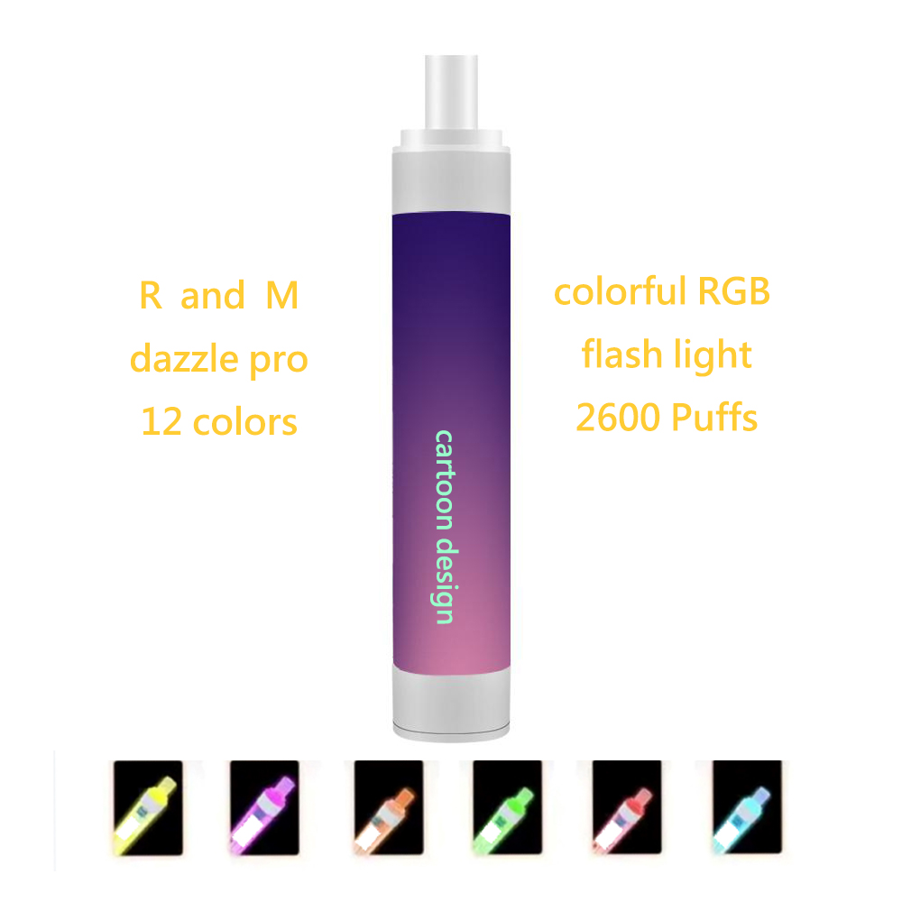 disposable vape pen r and m dazzle pro device electronic cigarette 2600 Puffs Pods e-cig colorful RGB light Rechargeable battery 1100mAh
disposable vape pen r and m dazzle pro device electronic cigarette 2600 Puffs Pods e-cig colorful RGB light Rechargeable battery 1100mAh