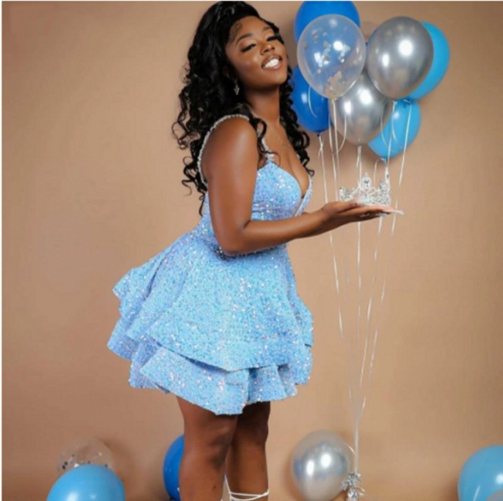 Sparkling Blue Short Prom Dress Two Layer Puffy Skirt Sexy Spaghetti Sequins Party Gown Homecoming Wear Sweet 15 16th Birthday Robe De Soiree Vestidos