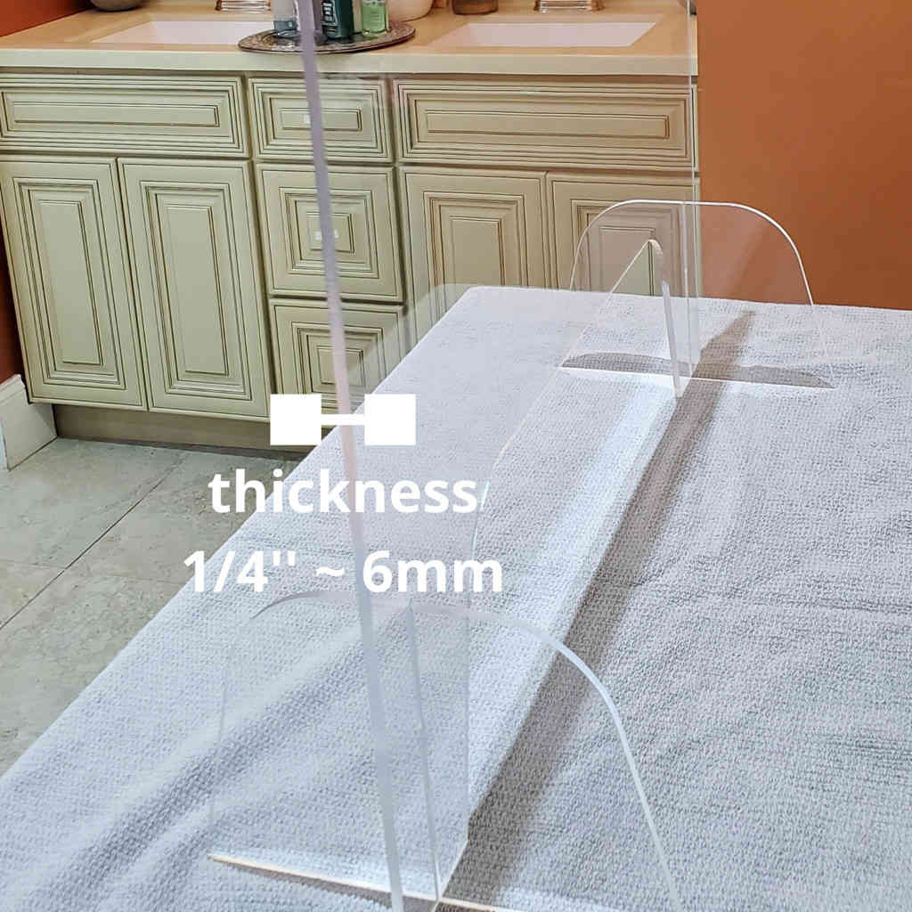 Completely transparent anti-spray plastic divider protection acrylic counter barrier sneeze protective cut transparent height
