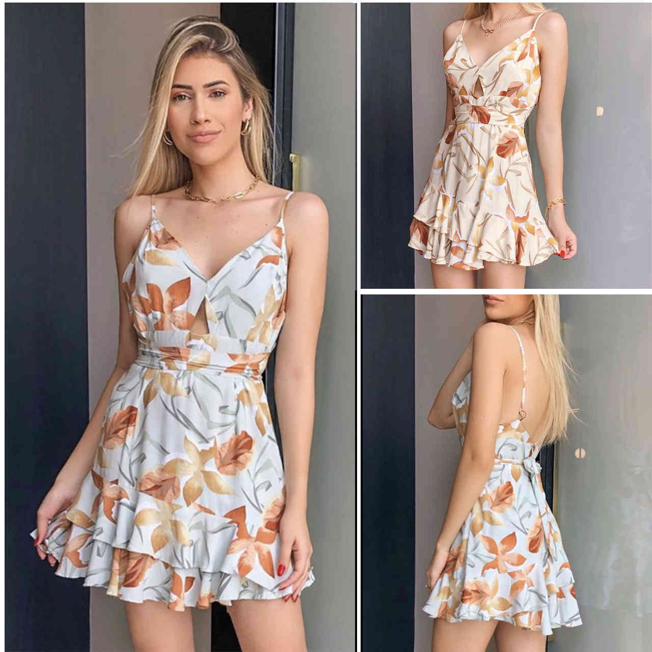 Women Dress V-neck Sleeveless Ruffles Summer se Plus Size Sexy Printing Flower Fashion 210524