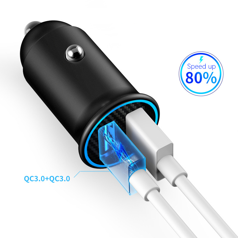 Car Charger With luminous PD3.0 30W Mini Full Metal Dual QC 3.0 QC4.0 USB Type C Quick Charging For mobile phone