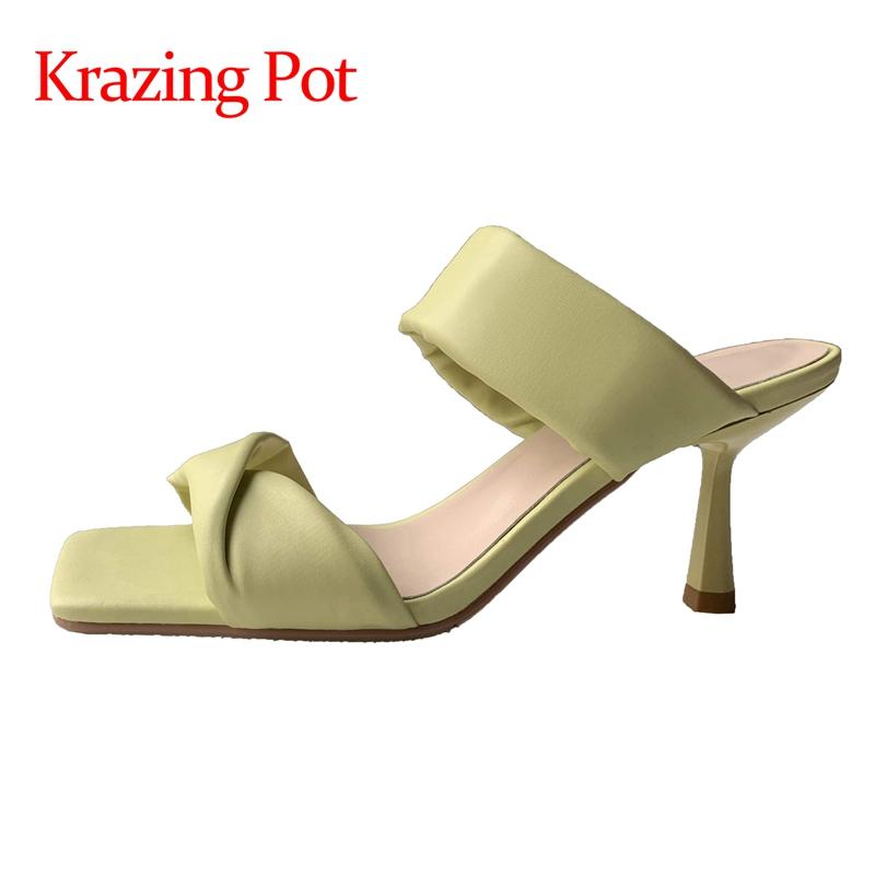 Krazing Pot Genuine Leather Thin High Heel Square Toe Sling Back French Romantic Streetwear Solid Energy Mules Women Sandals L42 Dress Shoes, Black
Krazing Pot Genuine Leather Thin High Heel Square Toe Sling Back French Romantic Streetwear Solid Energy Mules Women Sandals L42 Dress Shoes, Black
