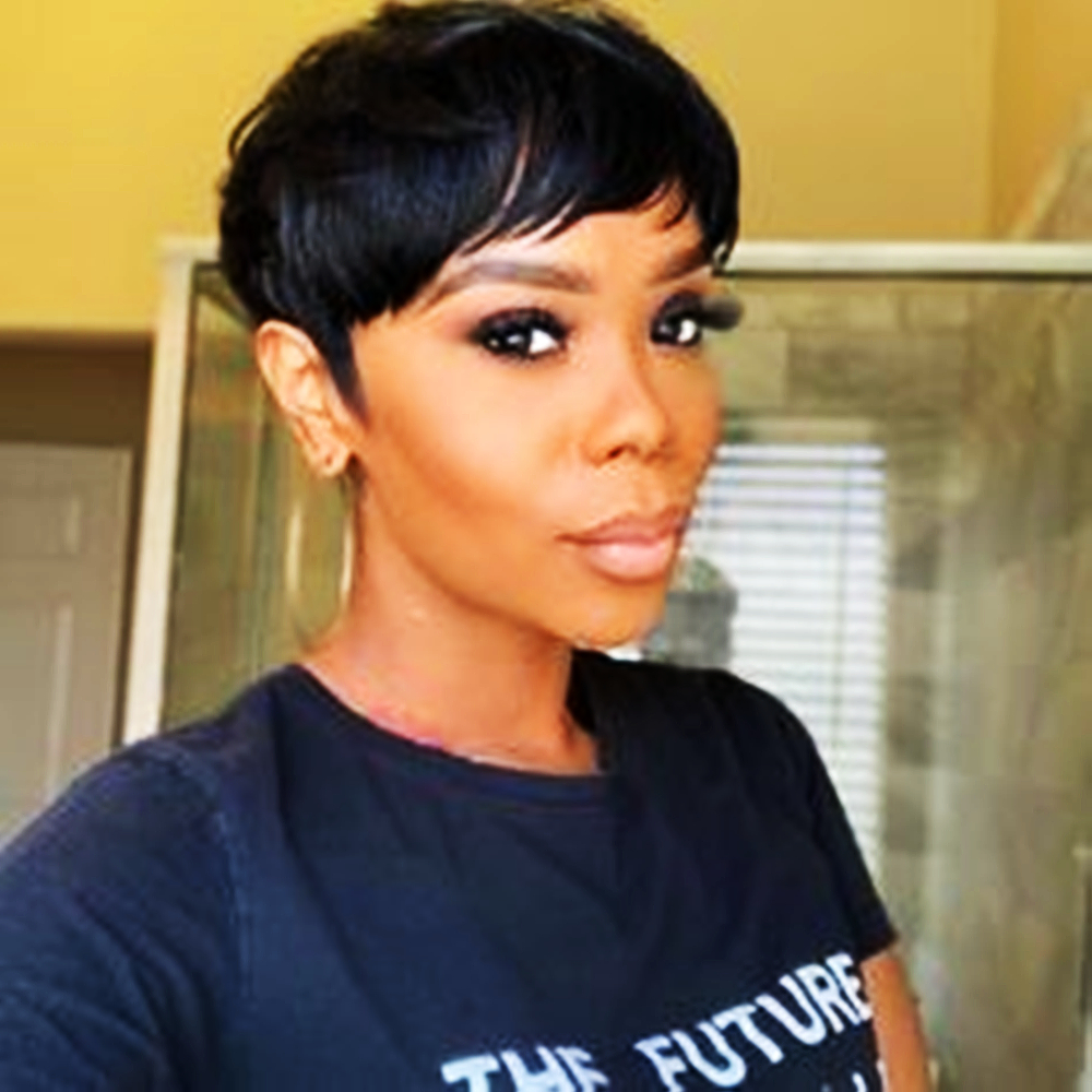 

Short Hairstyle Human Peruvian Hair Wigs Straight Pixie Cut For Black Women none Lace Front Bob wig, Natural color