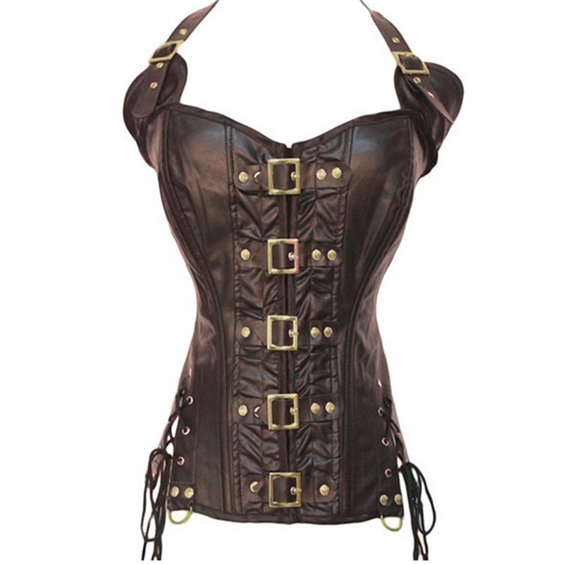 Woman Bustiers 2016 New Halter Sweetheart Leather Overbust Buckle-up Body Shapewear Corset Bustier, As shown
Woman Bustiers 2016 New Halter Sweetheart Leather Overbust Buckle-up Body Shapewear Corset Bustier, As shown