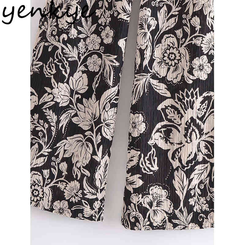 Spring Women Vintage Floral Print Pants Female Free Belt High Waist Casual Trousers pantalones de mujer 210430