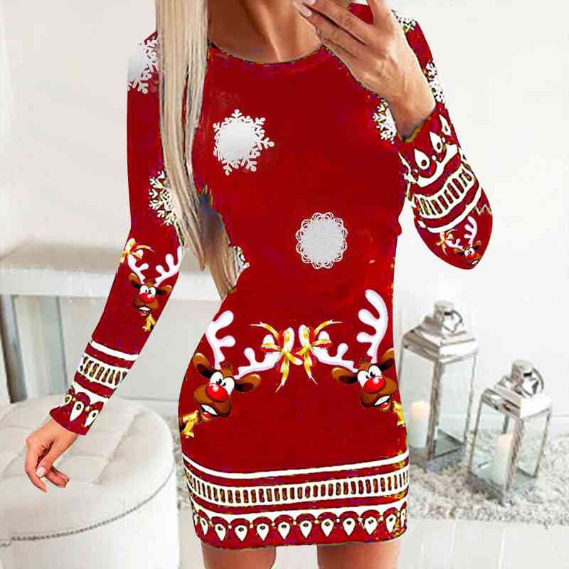 christmas autumn winter long sleeve women dresses round neck deer snowflake print elegant xmas party vestidos, Black;gray
christmas autumn winter long sleeve women dresses round neck deer snowflake print elegant xmas party vestidos, Black;gray