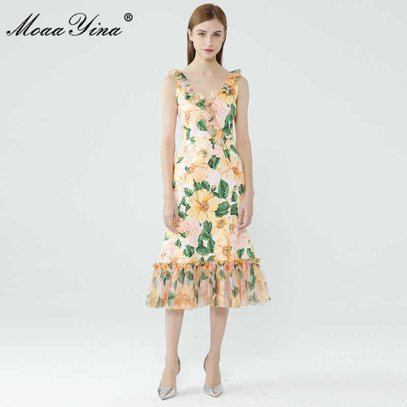 Fashion Designer dress Summer Women's Dress Ruffles V-neck Camellia Floral Print Bohemia Holiday Dresses 210524, Yellow
Fashion Designer dress Summer Women's Dress Ruffles V-neck Camellia Floral Print Bohemia Holiday Dresses 210524, Yellow