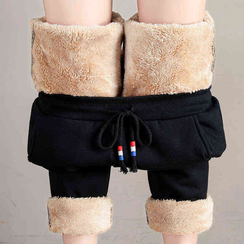 Women Winter Thick Lambskin Cashmere Pants Warm Female Casual Cotton Loose Harlan Long Trousers Plus Size S-5XL 3XL 4XL 211115