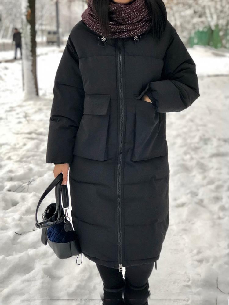 Women's Down & Parkas Parka With Hooded Winter Jacket Women Big Fur, Black