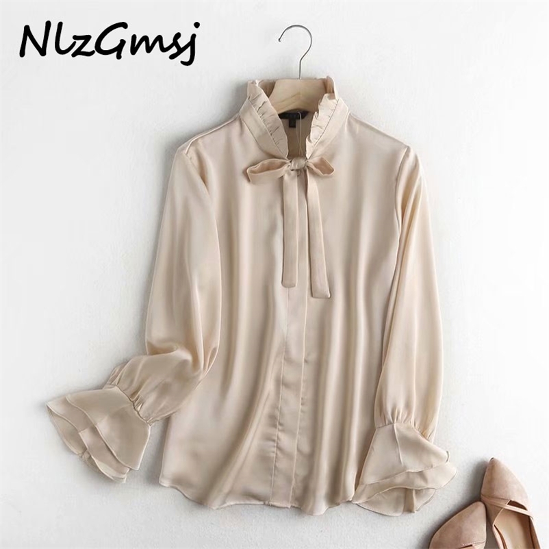 women high quality ruffle bow shirts long sleeve solid elegant office ladies work wear blouses 210628, As picture
women high quality ruffle bow shirts long sleeve solid elegant office ladies work wear blouses 210628, As picture