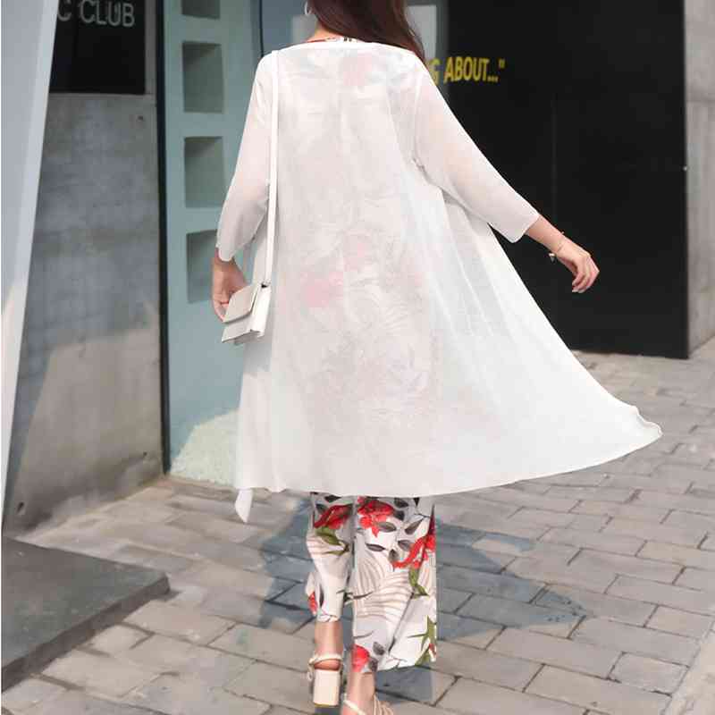 Women Retro Chiffon Wide Leg Pants Spring Summer Bodysuits Female Slim Printed Lace Up V-neck Vest Oversize Jumpsuits 210514