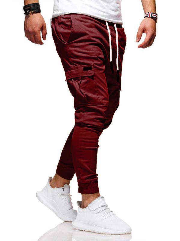 Men Casual Jogger Pants Streetwear Cargo Sweatpants Men's Multi-pockets Trousers Fitness Gyms Harem Pencil Pants Male 211112