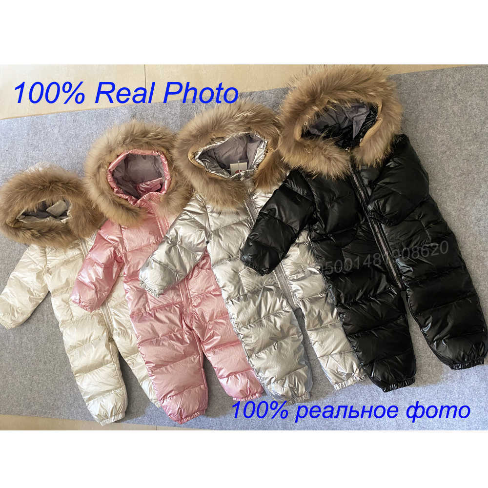 2021 Russian Winter Down Jacket for Boy Children Thick Ski Suit Girl Duck Down Jumpsuit Baby Snowsuit Kids Overalls Infant Coat H0910