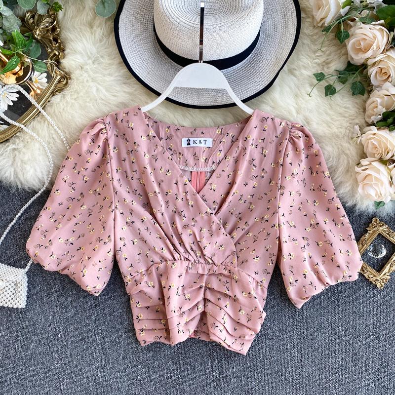 Women's Blouses & Shirts Women Chiffon Skinny Shirt Short Puff Sleeve V-Neck Broken Flower Print Ruffles Trend 2021 Elegant Casual Blouse, Pink
Women's Blouses & Shirts Women Chiffon Skinny Shirt Short Puff Sleeve V-Neck Broken Flower Print Ruffles Trend 2021 Elegant Casual Blouse, Pink
