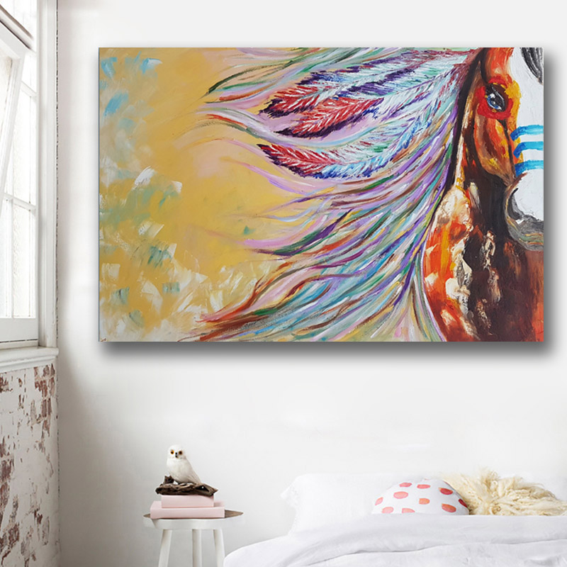 Modern Colorful Canvas Painting Sexy Horse Hair Half Face Wall Poster For Living Room Wall Art Printing Home Decor Unframed