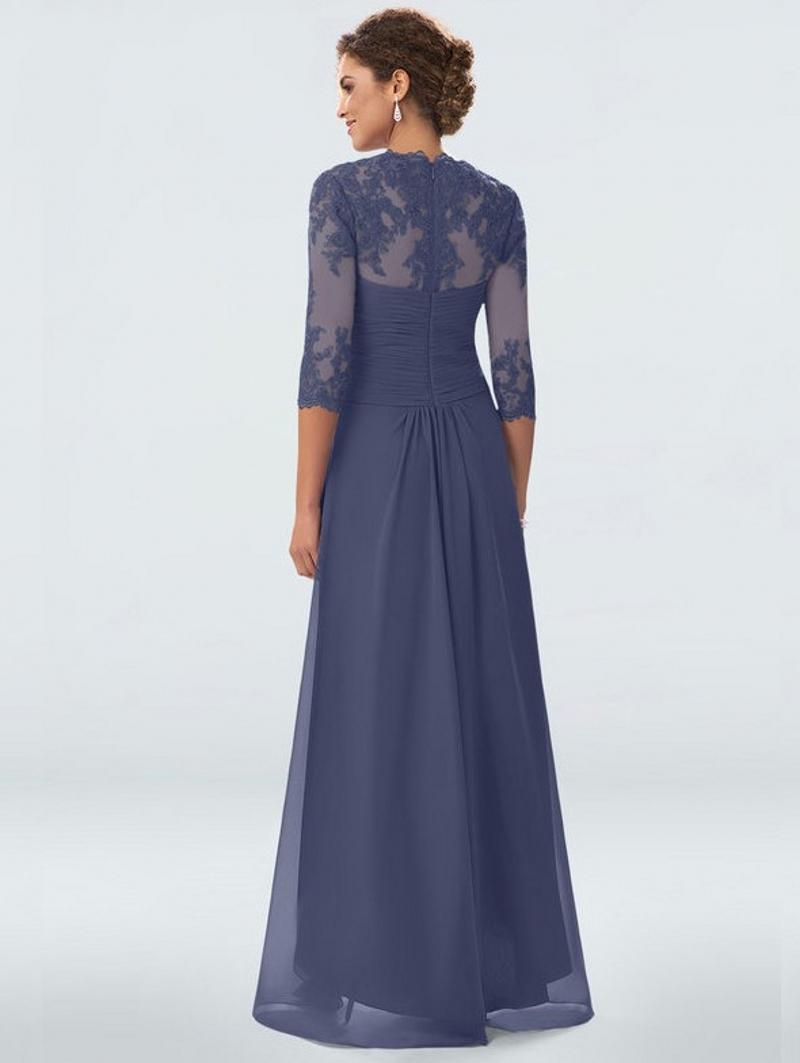 Custom Made Plus Size Chiffon Mother of the Bride Groom Dresses Wedding Party Gowns Lace Hi Lo 3/4 Long Sleeves Fashion Godmother