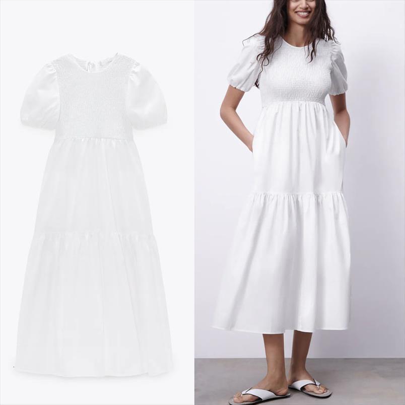 za pleated midi white womens dress short puff sleeve o neck smocked elastic party dresses woman fashion back opening, Black;gray
za pleated midi white womens dress short puff sleeve o neck smocked elastic party dresses woman fashion back opening, Black;gray