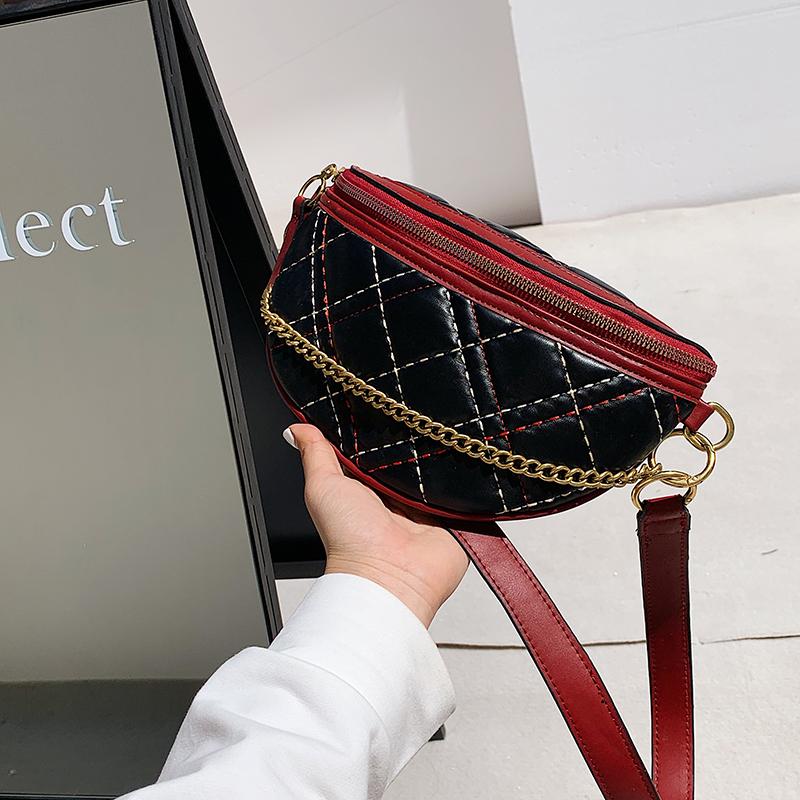 Waist Bags Chain Women's Chest OL Plaid Leather Bag Shoulder Luxury Designer Handbags And Purses Sling For Women Crossbody, Black
Waist Bags Chain Women's Chest OL Plaid Leather Bag Shoulder Luxury Designer Handbags And Purses Sling For Women Crossbody, Black