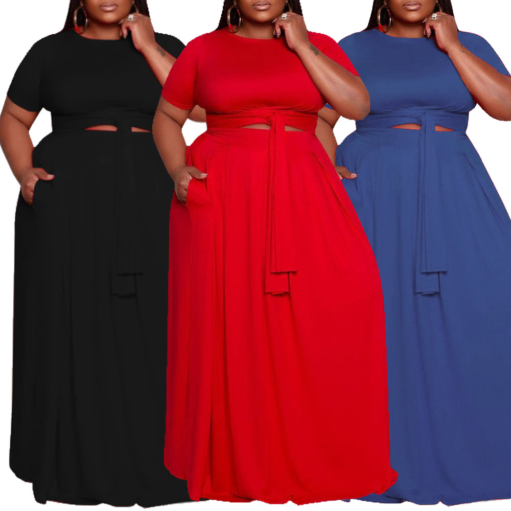 Casual Dresses plus size clothes Crew neck solid color open waist bandage Short Sleeve Dress, Blue
Casual Dresses plus size clothes Crew neck solid color open waist bandage Short Sleeve Dress, Blue