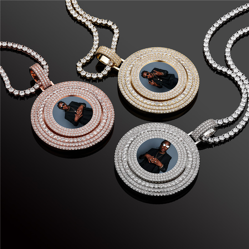 Hip Hop Iced Out DIY Can Spin Custom Photo Necklace Pendant Gold Silver Plated with Tennis Chain
Hip Hop Iced Out DIY Can Spin Custom Photo Necklace Pendant Gold Silver Plated with Tennis Chain