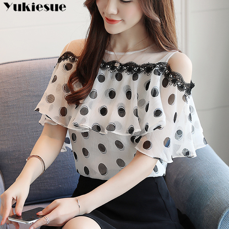 fashion women blouses summer off shoulder short sleeve top Wave point chiffon blouse shirt blusas feminine 210518, White
fashion women blouses summer off shoulder short sleeve top Wave point chiffon blouse shirt blusas feminine 210518, White