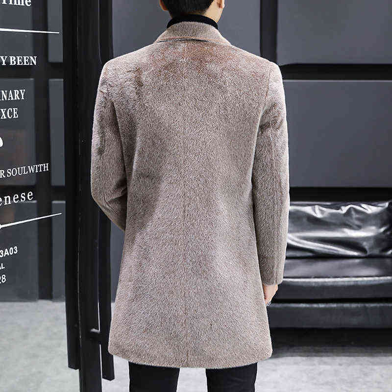 Autumn Winter Woolen Coat Men's Mid-length Korean Slim-fit Casual Business Trench Windbreaker Men Social Streetwear Overcoat 211122