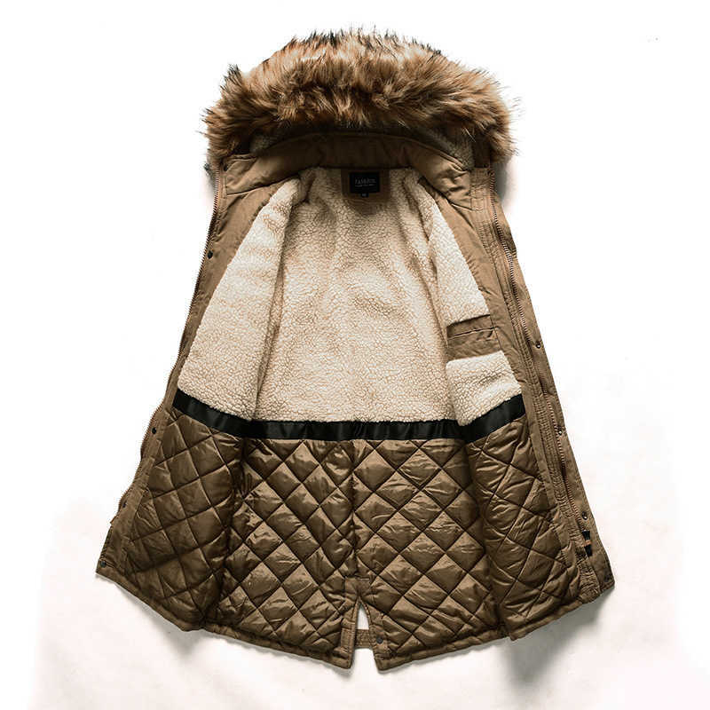 Men's Winter Parkas Fur Collar Long Jacket Thick Winter Outdoor Jacket Mens Warm Cotton Coat Hooded Windproof Outwear Jacket 210603