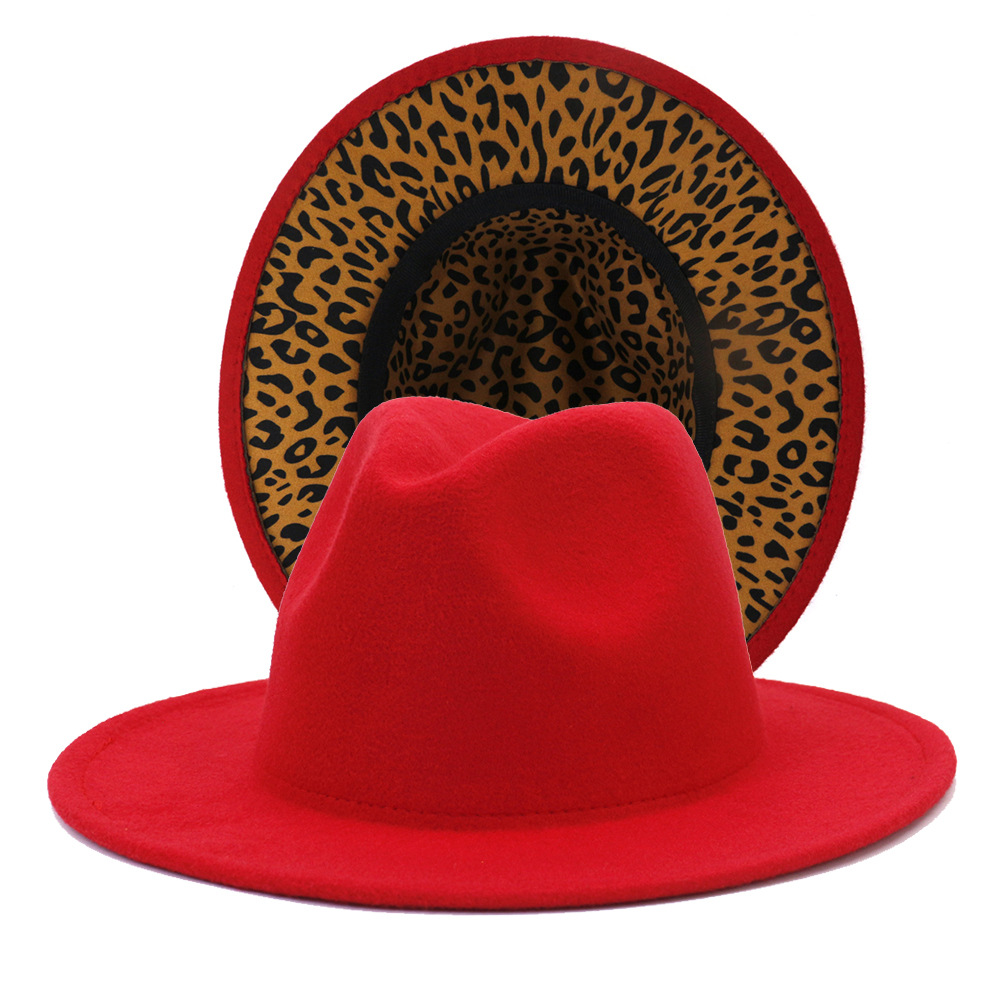 Red and Leopard Patchwork Cotton Polyester Fedora Hats Women Unisex Wide Brim Two Tone Jazz Hat Panama Party Wedding Cap, Outer red
Red and Leopard Patchwork Cotton Polyester Fedora Hats Women Unisex Wide Brim Two Tone Jazz Hat Panama Party Wedding Cap, Outer red