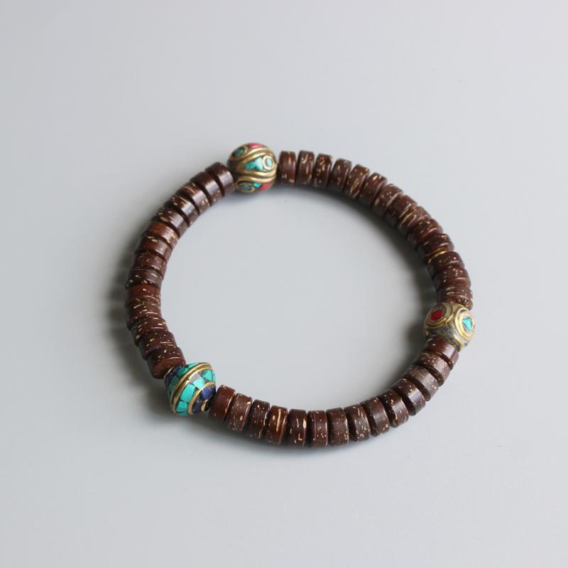 Beaded, Strands Brown Coconut Shell Beaded Tibetan Handmade Colored Copper Wheel Charm Bracelet Ethnic Wrist Jewelry Brings Good Luck Gift
Beaded, Strands Brown Coconut Shell Beaded Tibetan Handmade Colored Copper Wheel Charm Bracelet Ethnic Wrist Jewelry Brings Good Luck Gift