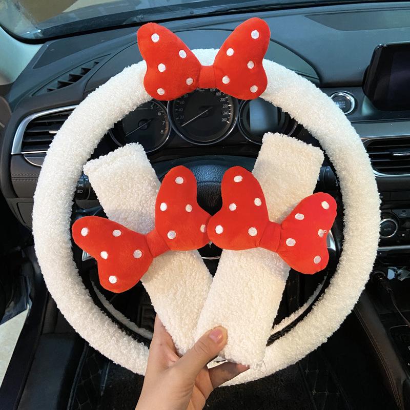 Steering Wheel Covers Cute Dot Bowknot Universal Car Cover With Soft Plush Auto Seatbelt Set Imitate Lamb Wool Wheels Cases
Steering Wheel Covers Cute Dot Bowknot Universal Car Cover With Soft Plush Auto Seatbelt Set Imitate Lamb Wool Wheels Cases