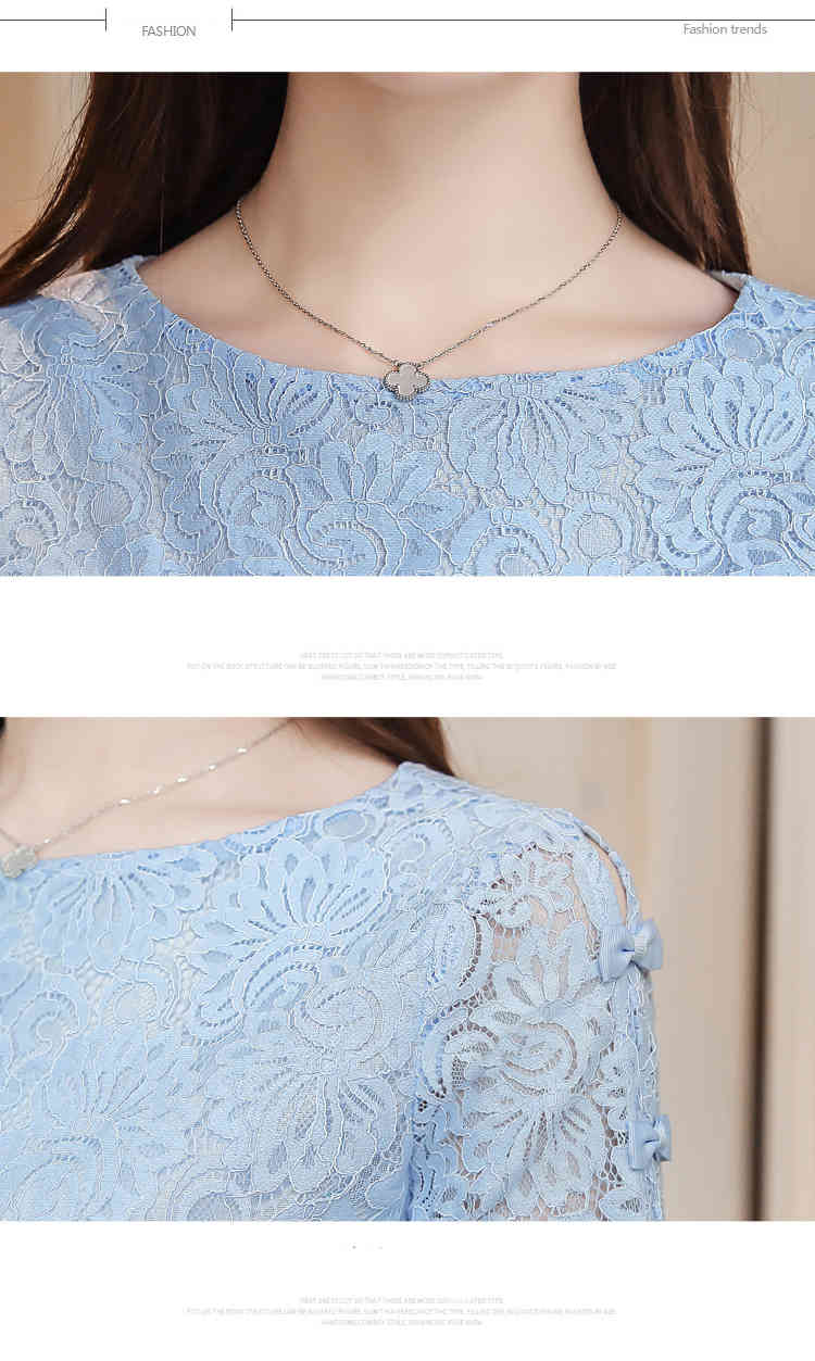 Summer Solid Lace Collar Fashion Women Blouses Shirts O Neck Chiffon Short Sleeve Female Clothing Tops Blusas 0361 40 210415