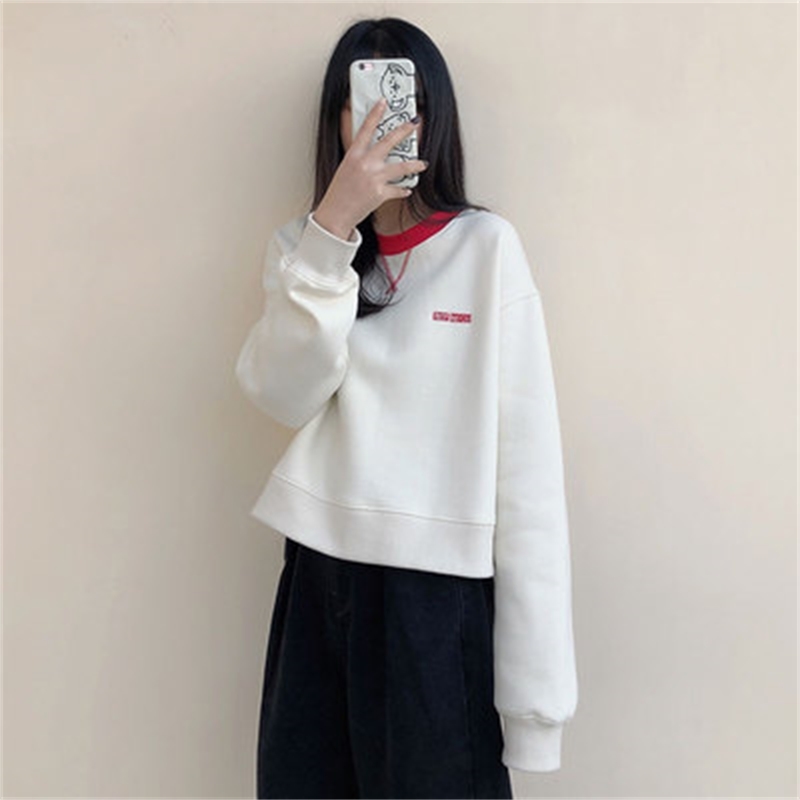 autumn winter korean style Women Sweatshirts letter embroidery Sweatshirt Womens pullovers (X1315) 210423