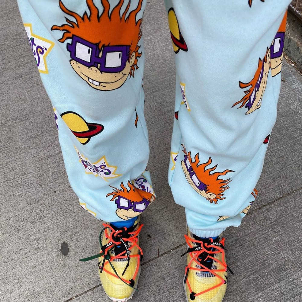 HAOOHU Streetwear Cartoon Skull Print Women Pants Autumn Elastic High Waist Pocket Trousers Urban Draped Jogger Pants Sweatpants 211006