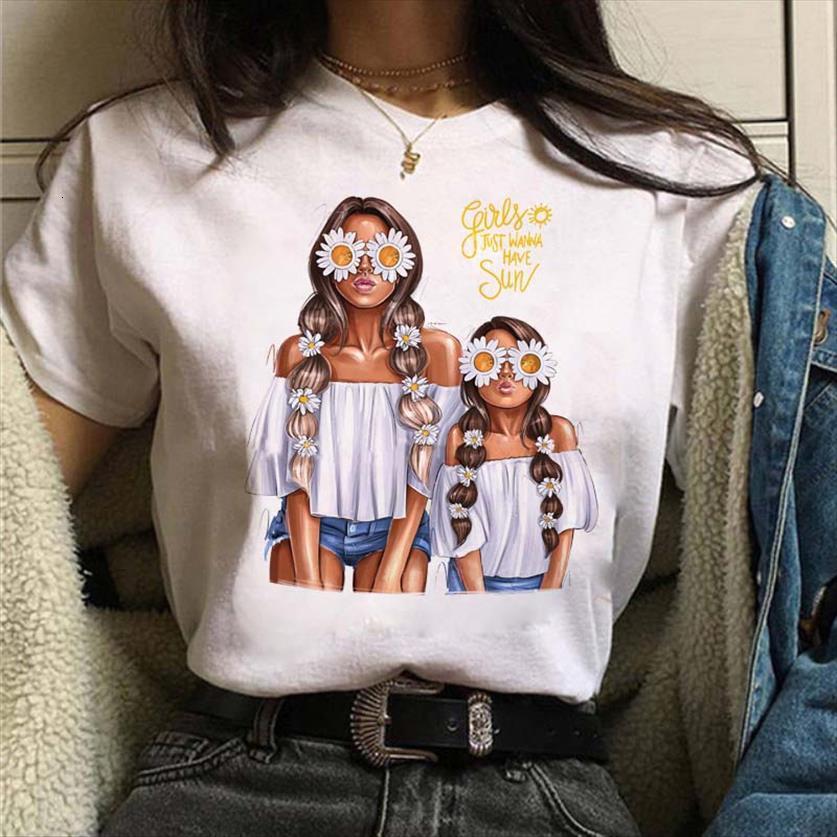 mom daughter sunflower harajuku women t shirts 90s ulzzang casual kawaii female streetwear clothes, White 
mom daughter sunflower harajuku women t shirts 90s ulzzang casual kawaii female streetwear clothes, White