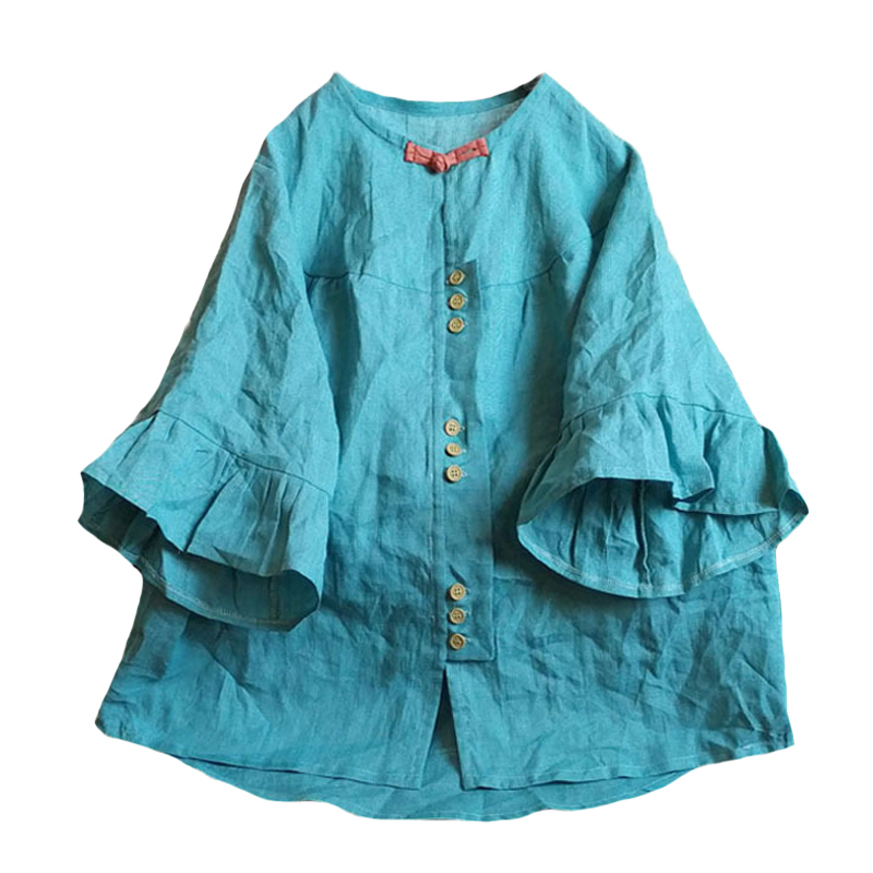 Johnature Women Vintage Ramie Shirts Solid Color Butterfly Sleeve O-Neck Blouses Summer Button Loose Women Shirts And Tops 210521, Lake blue
Johnature Women Vintage Ramie Shirts Solid Color Butterfly Sleeve O-Neck Blouses Summer Button Loose Women Shirts And Tops 210521, Lake blue